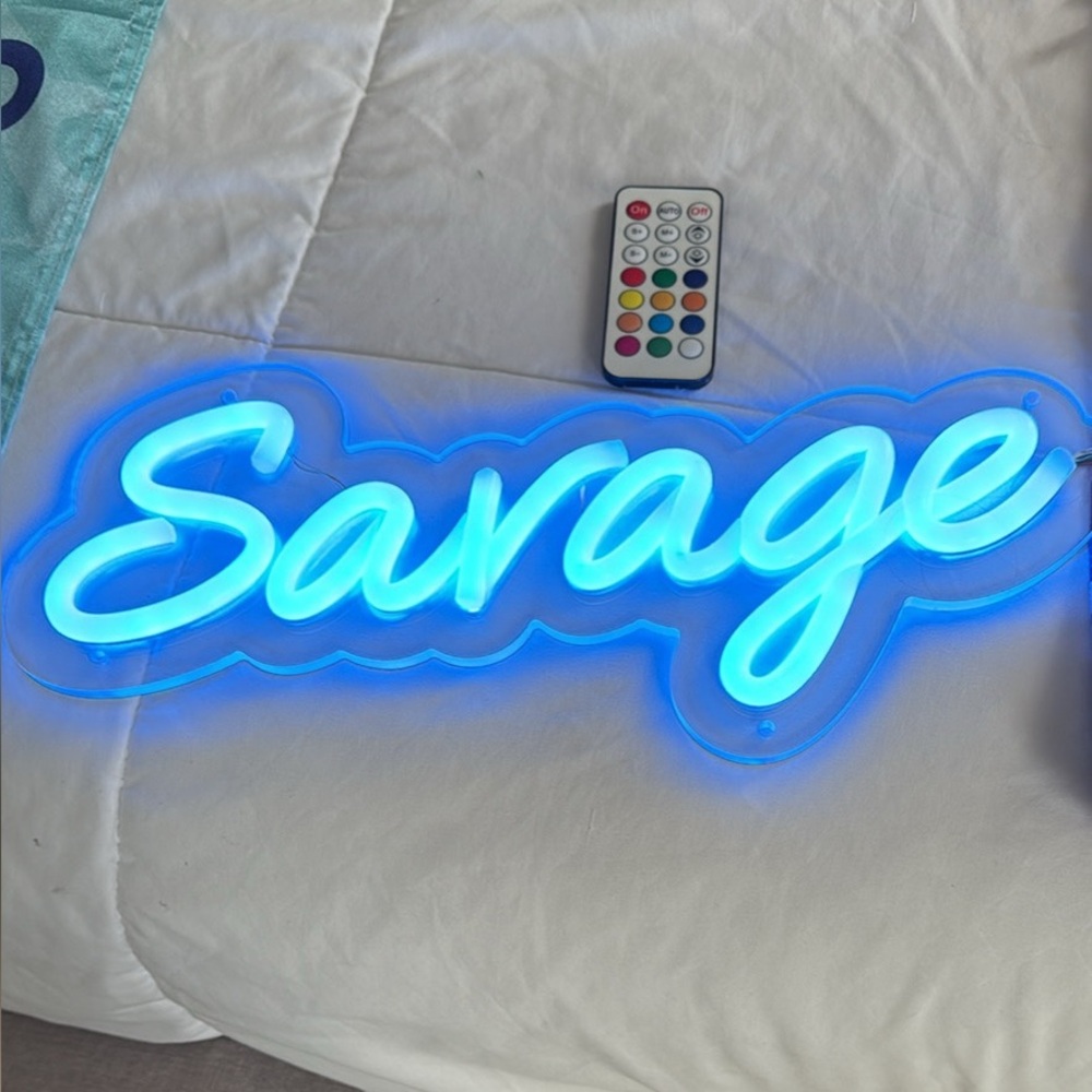 Multi colored-Neon 'Savage' LED Wall Sign- see remote for all colors.
